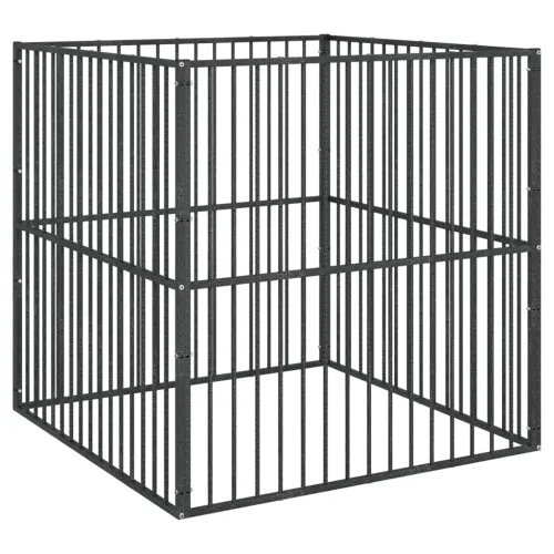 Ograda za pse s 4 panela crna od pocinčanog čelika - 100 x 100 x 100 cm Cijena