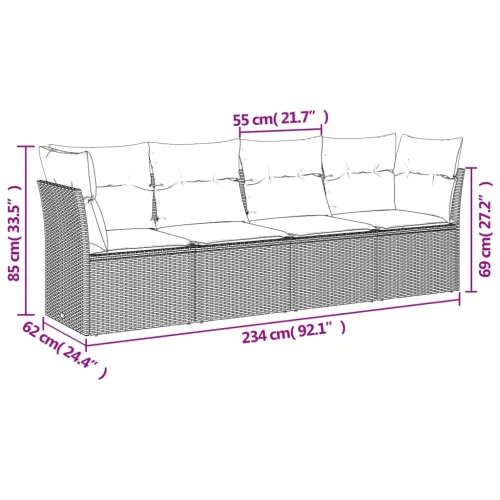 Vrtna garnitura - 4-dijelni set vrtnih sofa od poliratana s jastucima sivi - Siva Bez stola 1 Cijena