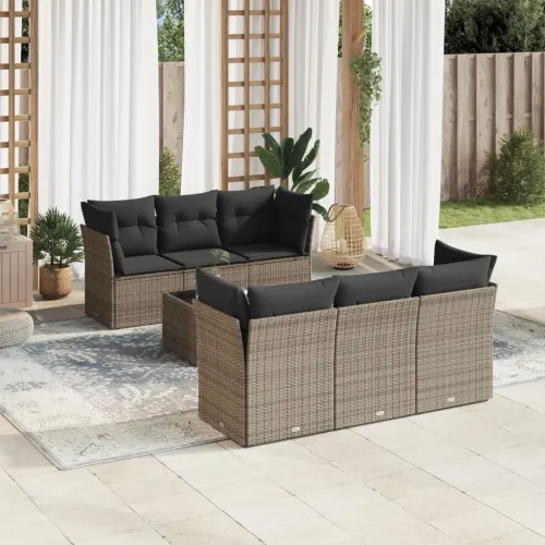 Vrtna garnitura - 7-dijelni set vrtnih sofa sivi od poliratana - Siva stol + 4x kutna + 2x srednja 1 Cijena