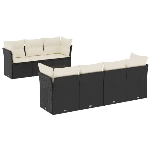 Vrtna garnitura - 8-dijelni set vrtnih sofa od poliratana s jastucima crni - Crna i krem stol + 4x kutna + 3x srednja 1 Cijena