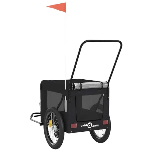 Prikolica za bicikl za ljubimce crna od tkanine i željeza - Crna 135 x 68.5 x 73.5 cm Cijena