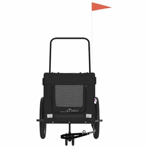 Prikolica za bicikl za ljubimce crna od tkanine i željeza - Crna 135 x 68.5 x 73.5 cm Cijena