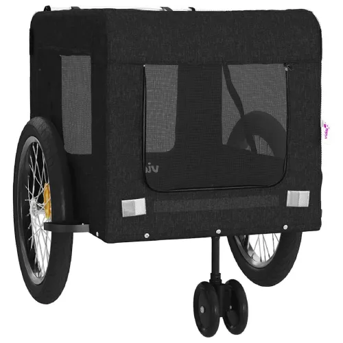 Prikolica za bicikl za ljubimce crna od tkanine i željeza - Crna 135 x 68.5 x 73.5 cm Cijena
