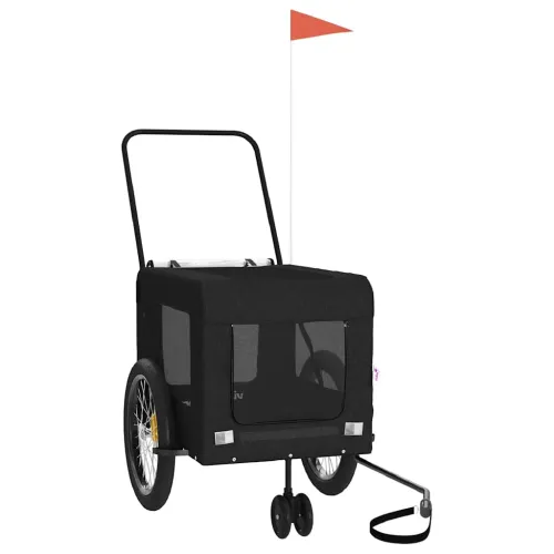Prikolica za bicikl za ljubimce crna od tkanine i željeza - Crna 135 x 68.5 x 73.5 cm Cijena