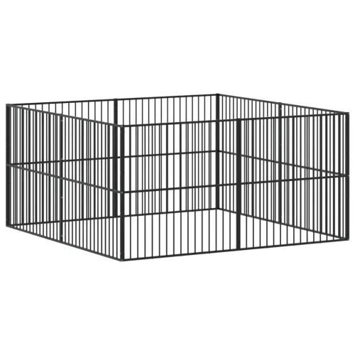 Ograda za pse s 8 panela crna od pocinčanog čelika - 200 x 200 x 100 cm Cijena