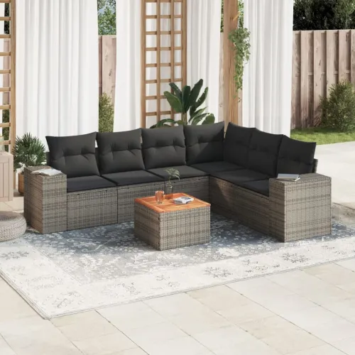 Vrtna garnitura - 7-dijelni set vrtnih sofa sivi od poliratana - Siva stol + kutna + 3x srednja 1 Cijena
