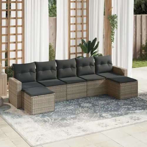 Vrtna garnitura - 7-dijelni set vrtnih sofa sivi od poliratana - Siva Bez stola 1 Cijena