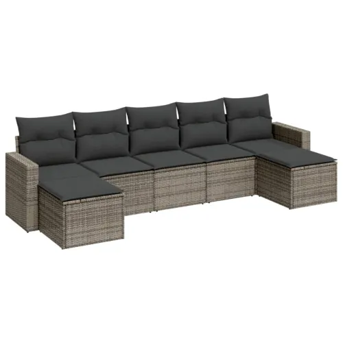 Vrtna garnitura - 7-dijelni set vrtnih sofa sivi od poliratana - Siva Bez stola 1 Cijena