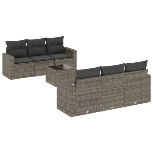 Vrtna garnitura - 7-dijelni set vrtnih sofa sivi od poliratana - Siva 1 Cijena