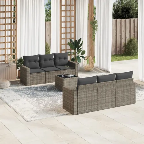Vrtna garnitura - 7-dijelni set vrtnih sofa sivi od poliratana - Siva 1 Cijena