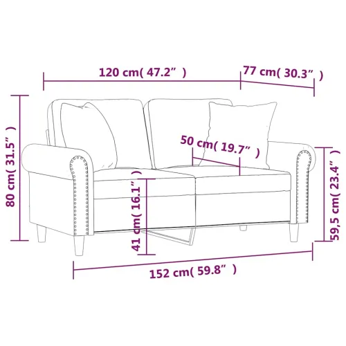 Dvosjed s ukrasnim jastucima crni 120 cm baršunasti - Crna 120 cm Cijena