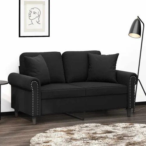 Dvosjed s ukrasnim jastucima crni 120 cm baršunasti - Crna 120 cm Cijena