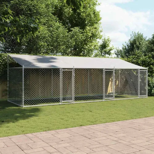 Kavez za pse s krovom i vratima sivi 6x2x2 m pocinčani čelik - 6 x 2 x 2 m 3 vrata Cijena