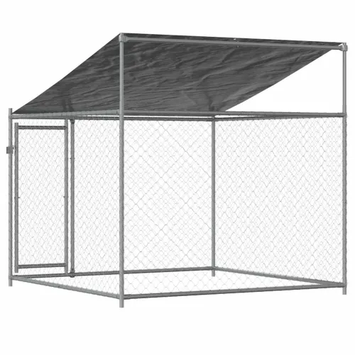 Kavez za pse s krovom i vratima sivi 2x2x2 m pocinčani čelik - 2 x 2 x 2 m 1 vrata Cijena