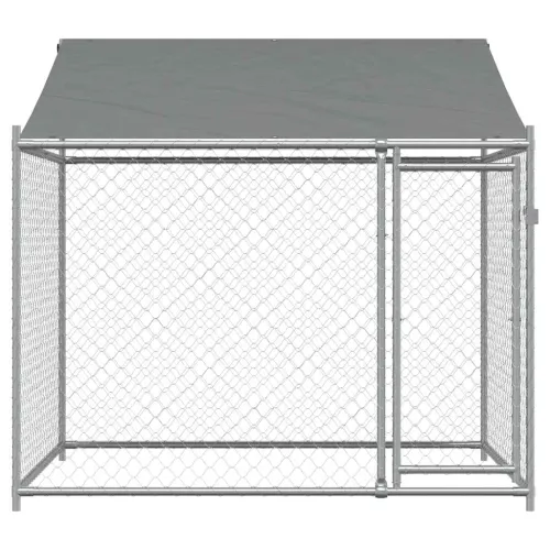 Kavez za pse s krovom i vratima sivi 2x2x2 m pocinčani čelik - 2 x 2 x 2 m 1 vrata Cijena