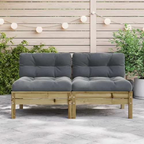 Vrtna sofa s jastucima 2 kom od impregnirane borovine - Prirodno impregnirano 1 Dvosjedi Cijena