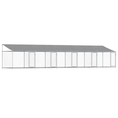 Kavez za pse s krovom i vratima sivi 10x2x2 m pocinčani čelik - 10 x 2 x 2 m 5 vrata Cijena