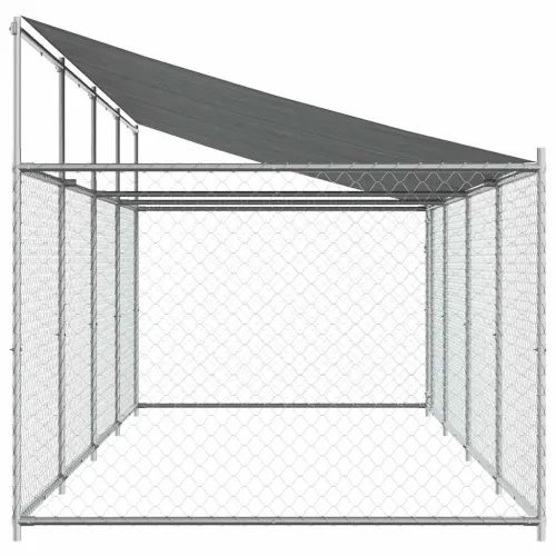 Kavez za pse s krovom i vratima sivi 8x2x2 m pocinčani čelik - 8 x 2 x 2 m 1 vrata Cijena