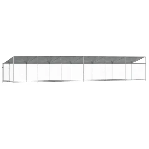 Kavez za pse s krovom i vratima sivi 12x2x2 m pocinčani čelik - 12 x 2 x 2 m 1 vrata Cijena