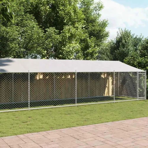Kavez za pse s krovom i vratima sivi 12x2x2 m pocinčani čelik - 12 x 2 x 2 m 1 vrata Cijena