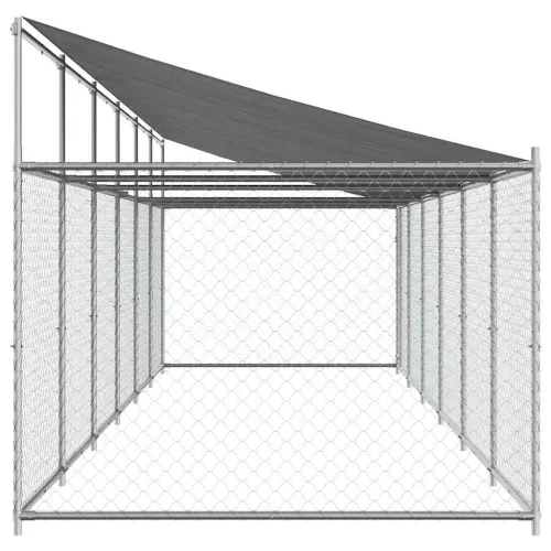 Kavez za pse s krovom i vratima sivi 12x2x2 m pocinčani čelik - 12 x 2 x 2 m 1 vrata Cijena
