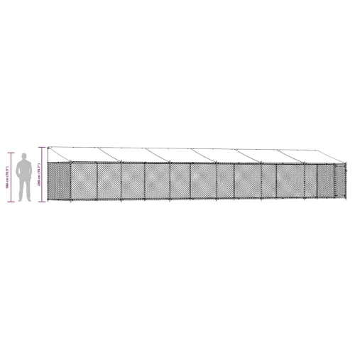 Kavez za pse s krovom i vratima sivi 12x2x2 m pocinčani čelik - 12 x 2 x 2 m 1 vrata Cijena