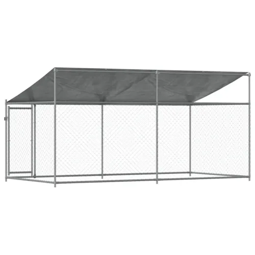 Kavez za pse s krovom i vratima sivi 4x2x2 m pocinčani čelik - 4 x 2 x 2 m 1 vrata Cijena