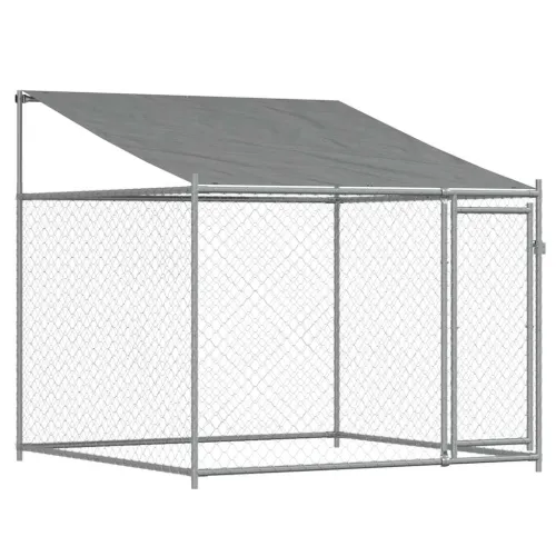 Kavez za pse s krovom i vratima sivi 4x2x2 m pocinčani čelik - 4 x 2 x 2 m 1 vrata Cijena