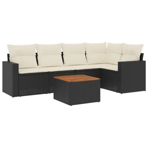 Vrtna garnitura - 6-dijelni set vrtnih sofa s jastucima crni od poliratana - Crna i krem stol + kutna + 2x srednja 1 Cijena