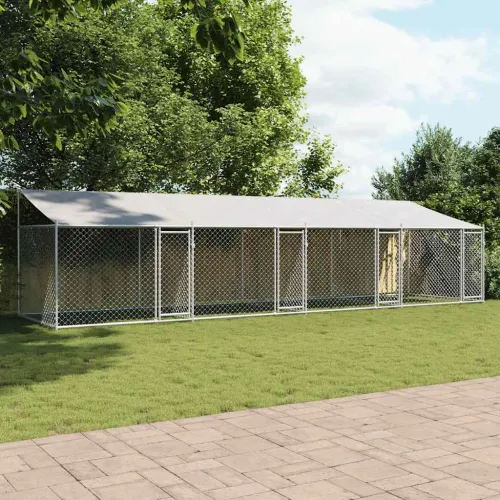 Kavez za pse s krovom i vratima sivi 8x2x2 m pocinčani čelik - 8 x 2 x 2 m 3 vrata Cijena