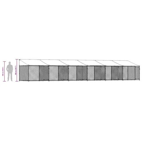 Kavez za pse s krovom i vratima sivi 12x2x2 m pocinčani čelik - 12 x 2 x 2 m 6 vrata Cijena
