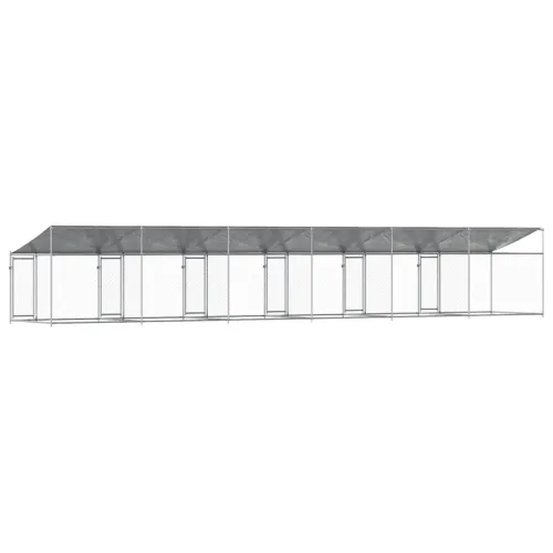 Kavez za pse s krovom i vratima sivi 10x2x2 m pocinčani čelik - 10 x 2 x 2 m 1 vrata Cijena