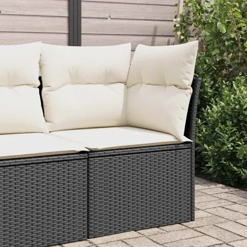 Kutna vrtna sofa s jastucima crna od poliratana - Crna i krem 1 kutna sofa Cijena