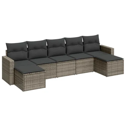 Vrtna garnitura - 7-dijelni set vrtnih sofa sivi od poliratana - Siva 1 Bez stola Cijena