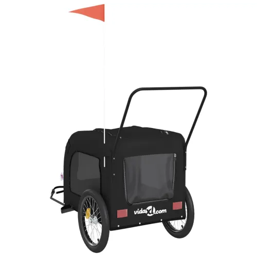 Prikolica za bicikl za ljubimce crna od tkanine i željeza - Crna 68 x 134 x 73 cm Cijena