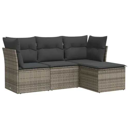Vrtna garnitura - 4-dijelni set vrtnih sofa od poliratana s jastucima sivi - Siva Bez stola 1 Cijena