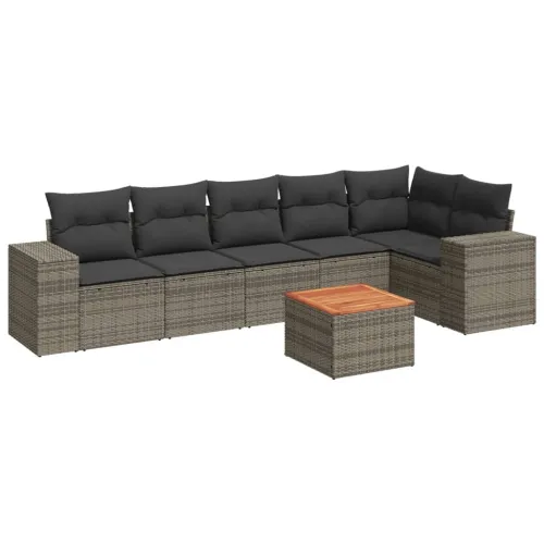 Vrtna garnitura - 7-dijelni set vrtnih sofa sivi od poliratana - Siva stol + kutna + 3x srednja 1 Cijena