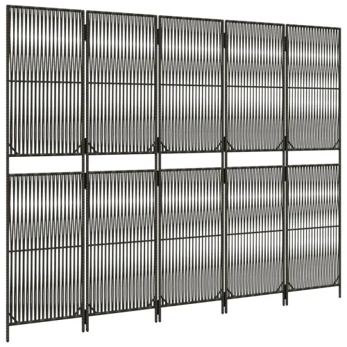Paravan - Sobna pregrada s 5 panela siva od poliratana - Siva 245 x 180 cm Linijsko tkanje 1 Cijena
