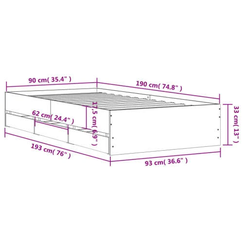 Okvir kreveta s ladicama bez madraca bijeli 90x190 cm - Bijela 90 x 190 cm Cijena