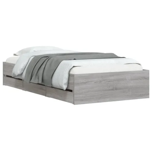 Okvir kreveta s ladicama siva boja hrasta 75 x 190 cm drveni - Sivi hrast sonoma 75 x 190 cm Cijena