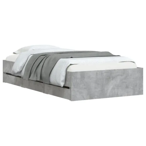 Okvir kreveta s ladicama siva boja betona 75x190 cm drveni - Beton siva 75 x 190 cm Cijena