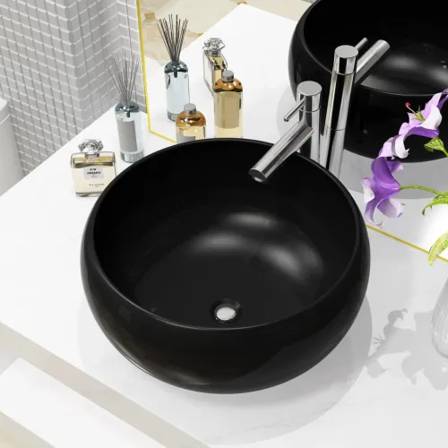 Keramički okrugli Lavabo - Umivaonik 40 x 15 cm crni - Crna Crna Cijena