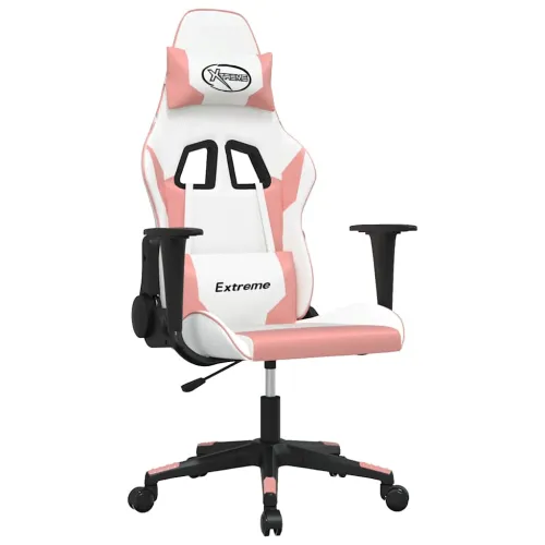 Gaming stolica bijelo-ružičasta od umjetne kože - Bijela i ružičasta Bez naslona za noge Cijena