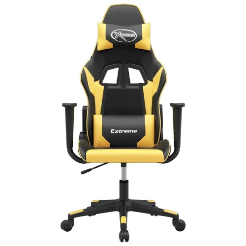 Gaming stolica crno-zlatna od umjetne kože - Crna i zlatna Bez naslona za noge Cijena