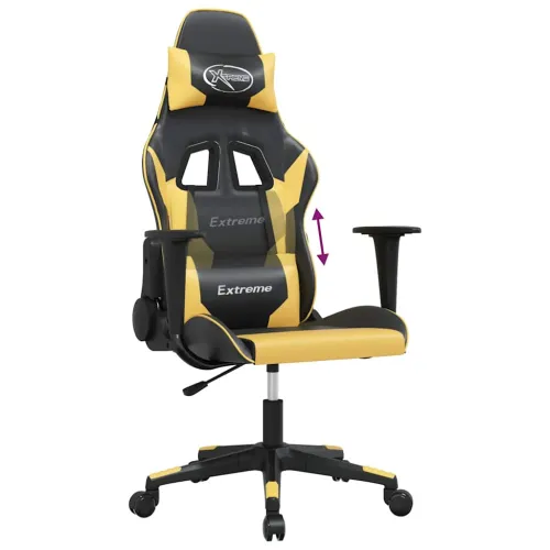Gaming stolica crno-zlatna od umjetne kože - Crna i zlatna Bez naslona za noge Cijena