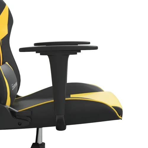 Gaming stolica crno-zlatna od umjetne kože - Crna i zlatna Bez naslona za noge Cijena