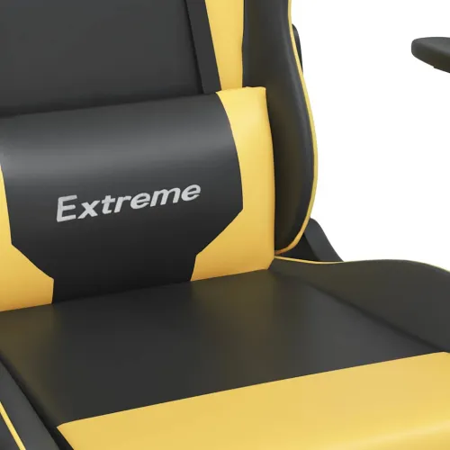 Gaming stolica crno-zlatna od umjetne kože - Crna i zlatna Bez naslona za noge Cijena