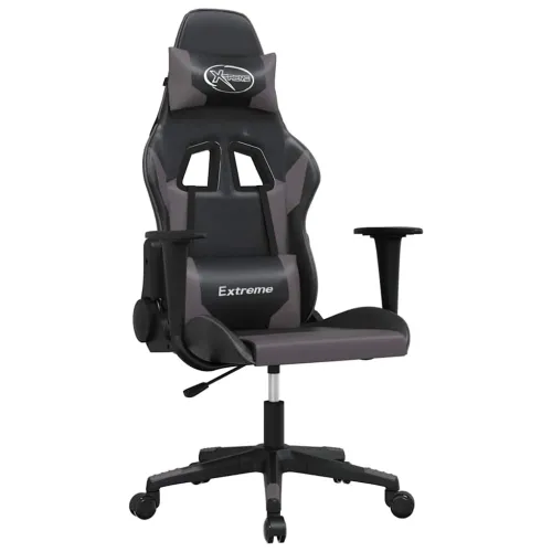 Gaming stolica crno-siva od umjetne kože - Crna i siva Bez naslona za noge Cijena