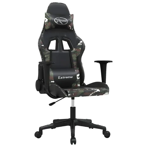 Gaming stolica crno-maskirna od umjetne kože - Crna i maskirna Bez naslona za noge Cijena