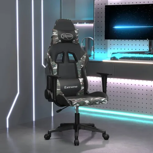 Gaming stolica crno-maskirna od umjetne kože - Crna i maskirna Bez naslona za noge Cijena